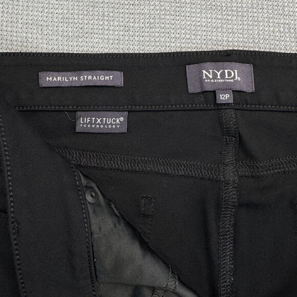 NYDJ Womens Marilyn Straight Black Trouser Size 12P Lift Tuck Technology Stretch - Picture 6 of 15